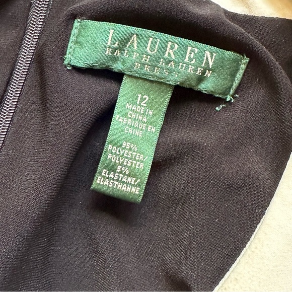 Lauren by Ralph Lauren Black White Ruched Colorblock Dress 12 - Picture 5 of 5